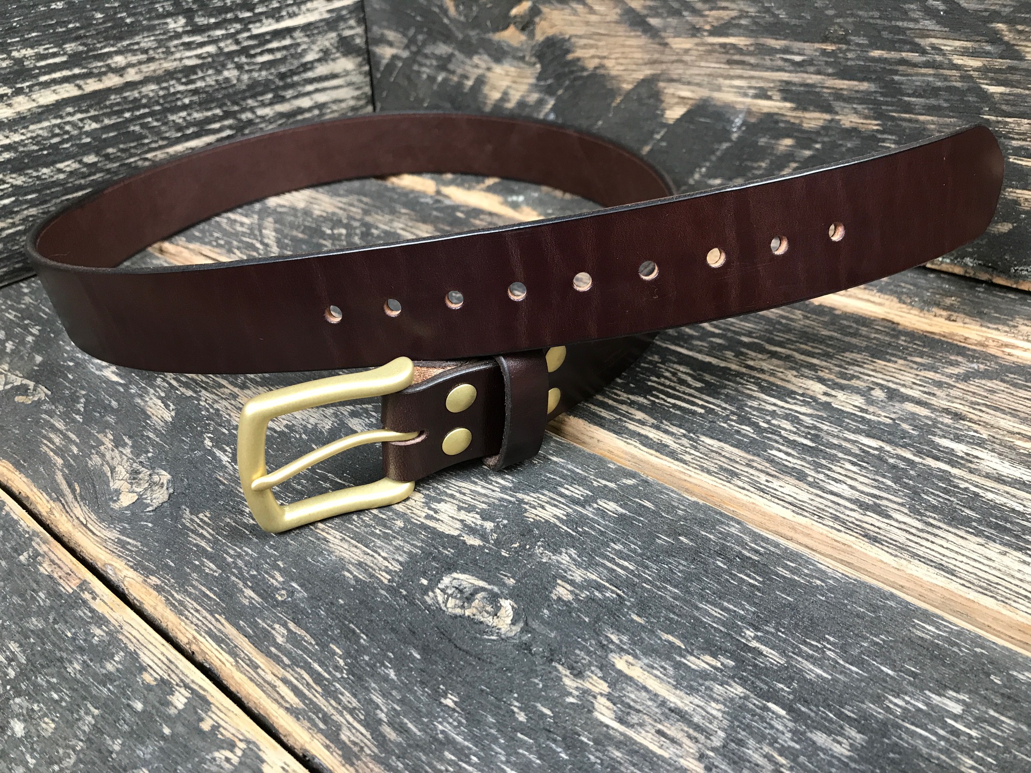 Havana Brown Plain Leather Belt with Removable Buckle